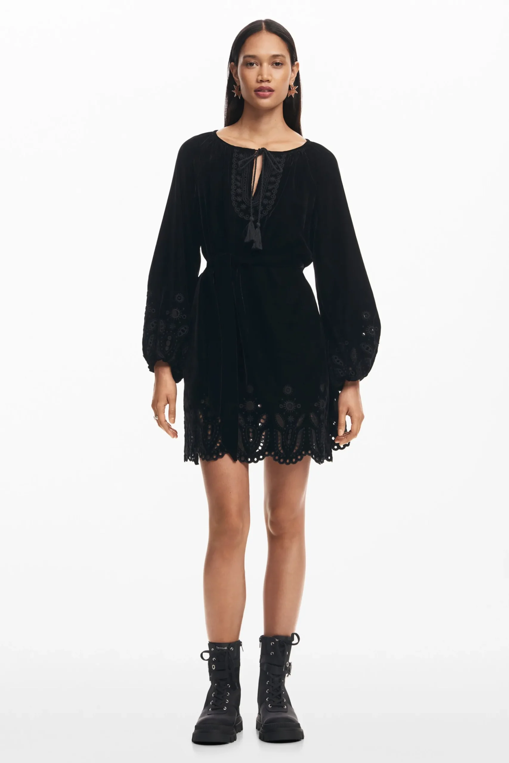 Embroidered mini dress