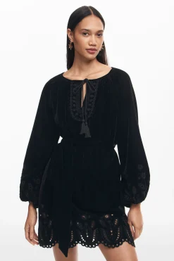 Embroidered mini dress