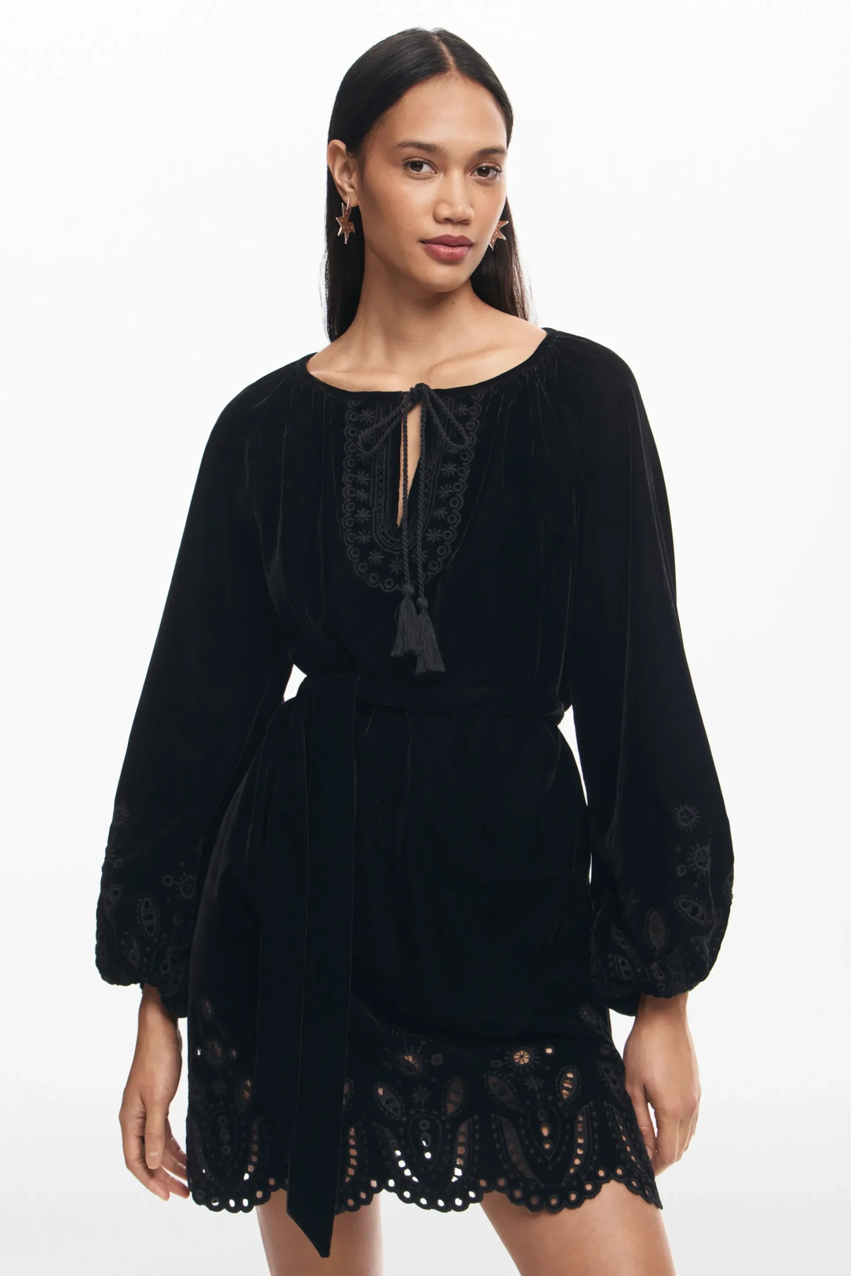 Embroidered mini dress