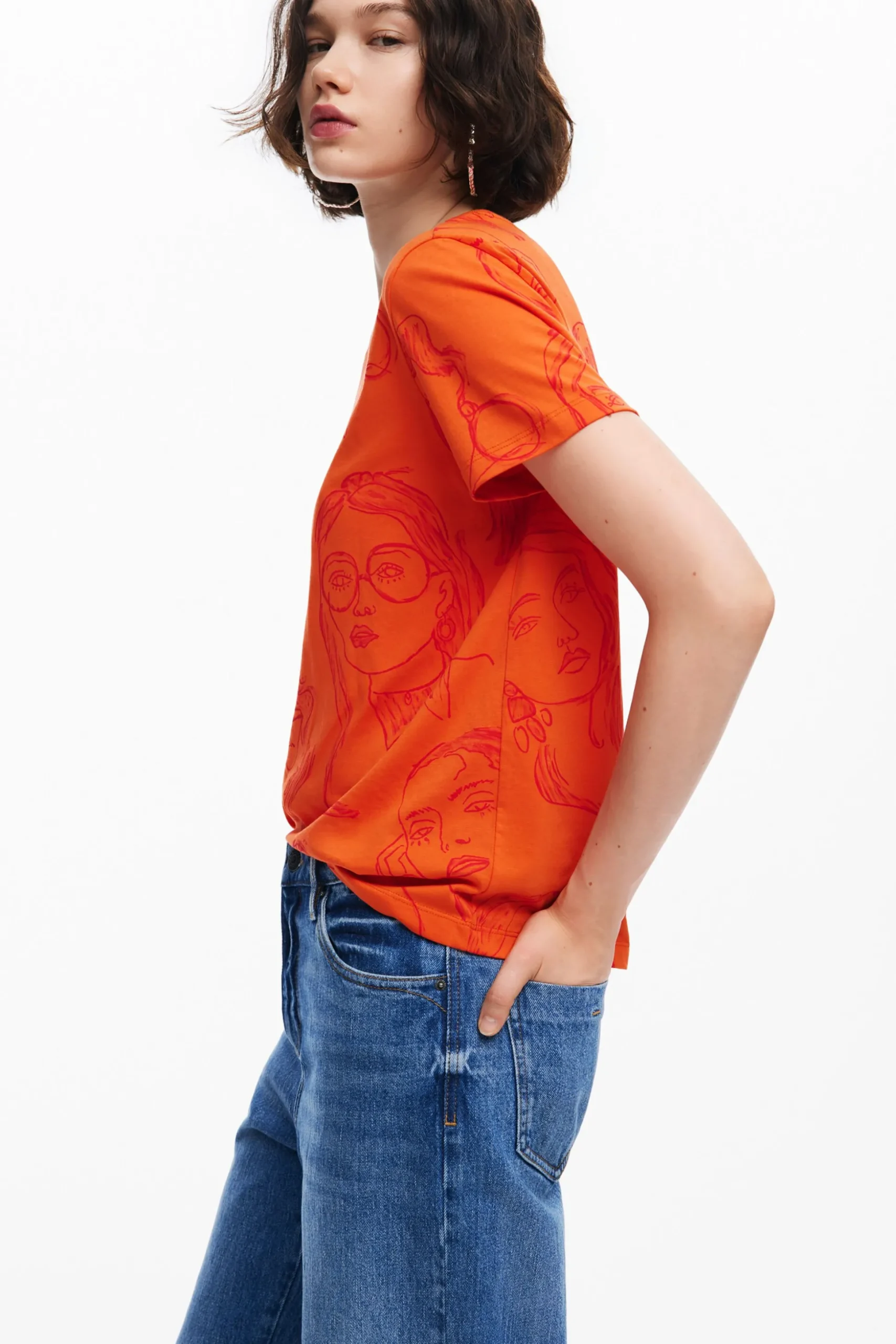 Face print T-shirt