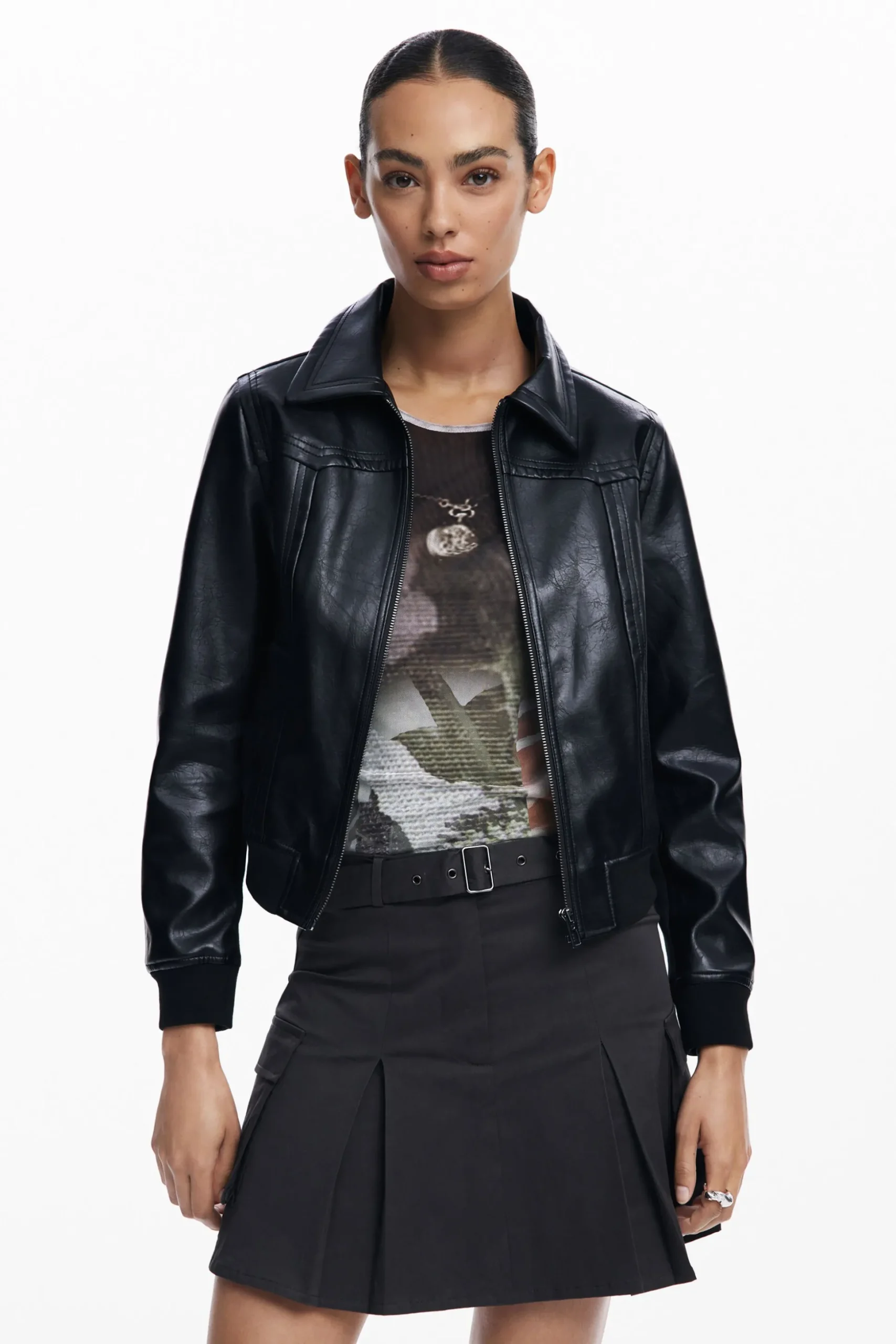 Faux leather biker jacket