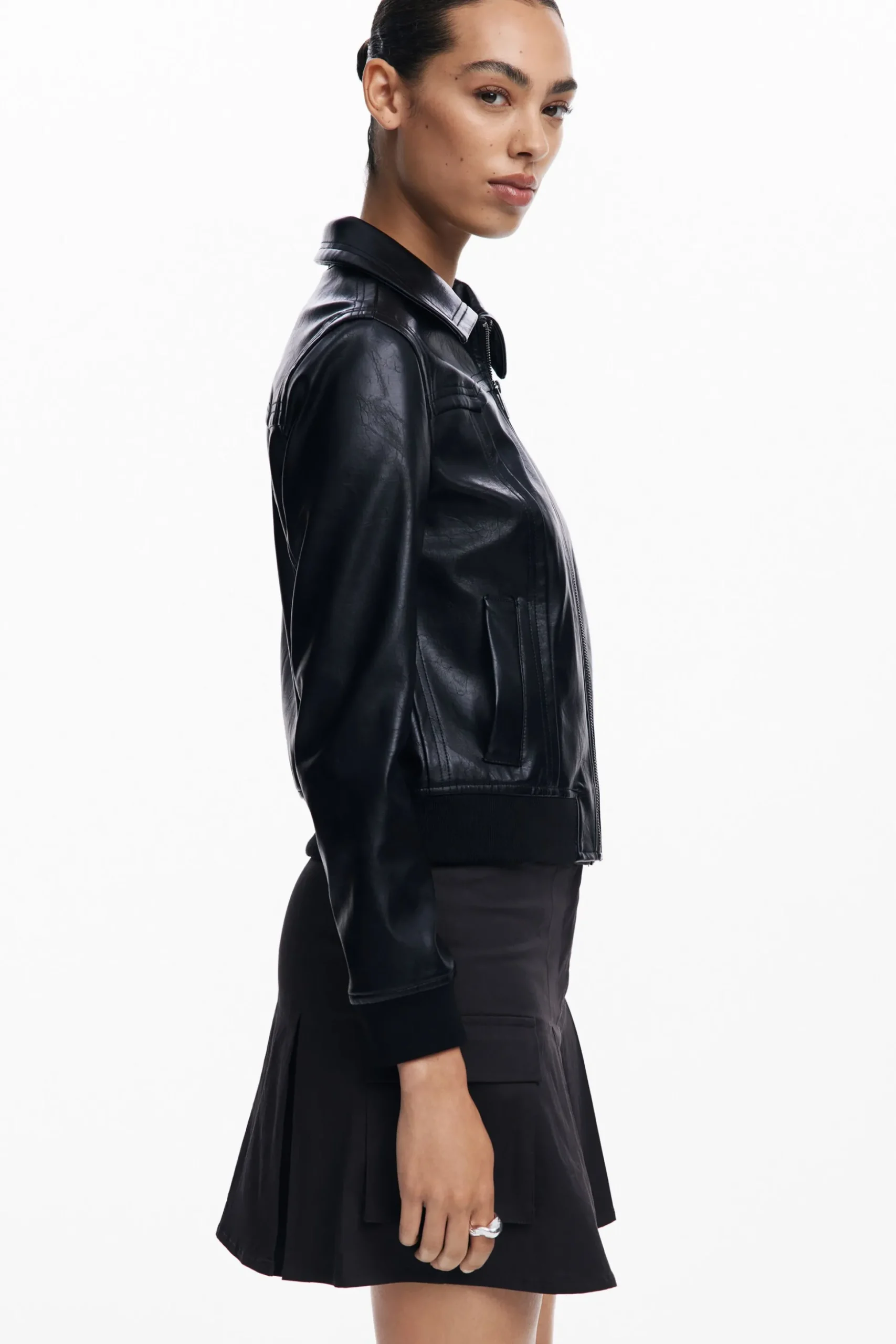 Faux leather biker jacket