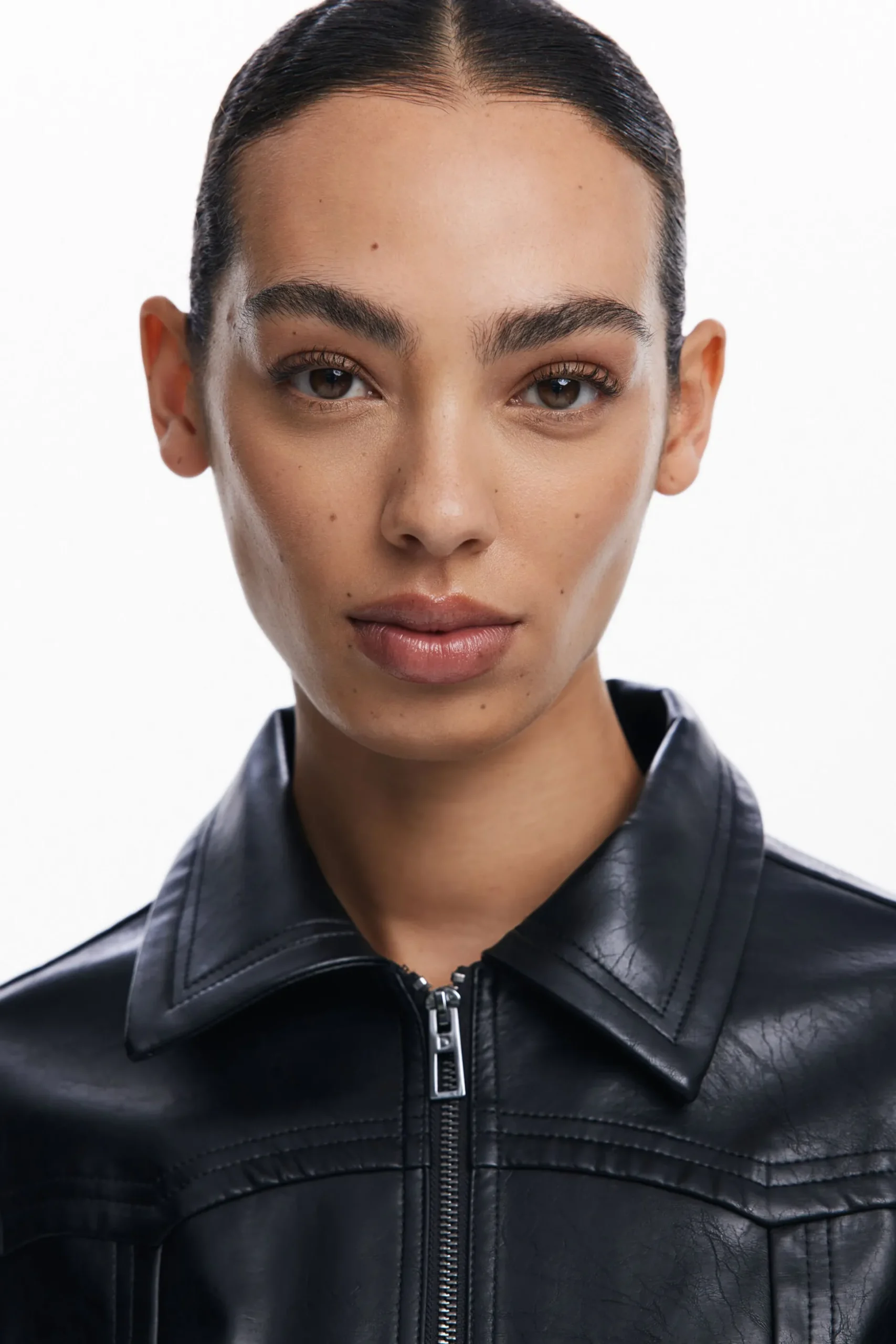 Faux leather biker jacket