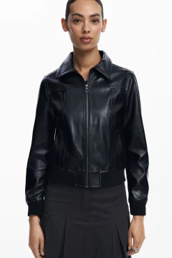 Faux leather biker jacket