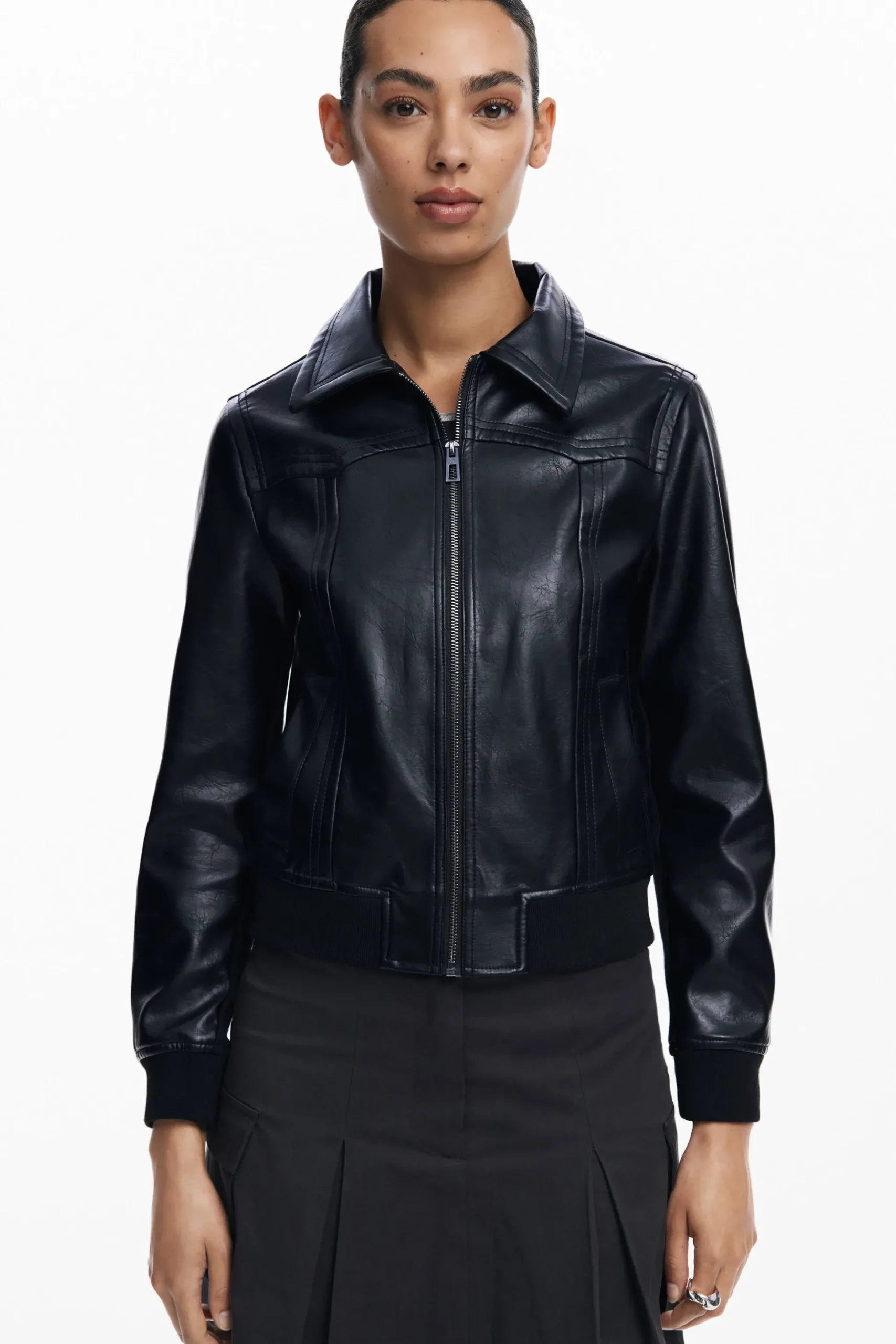 Faux leather biker jacket