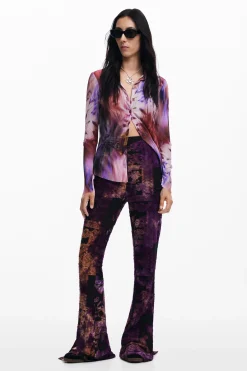 Flared devoré pants