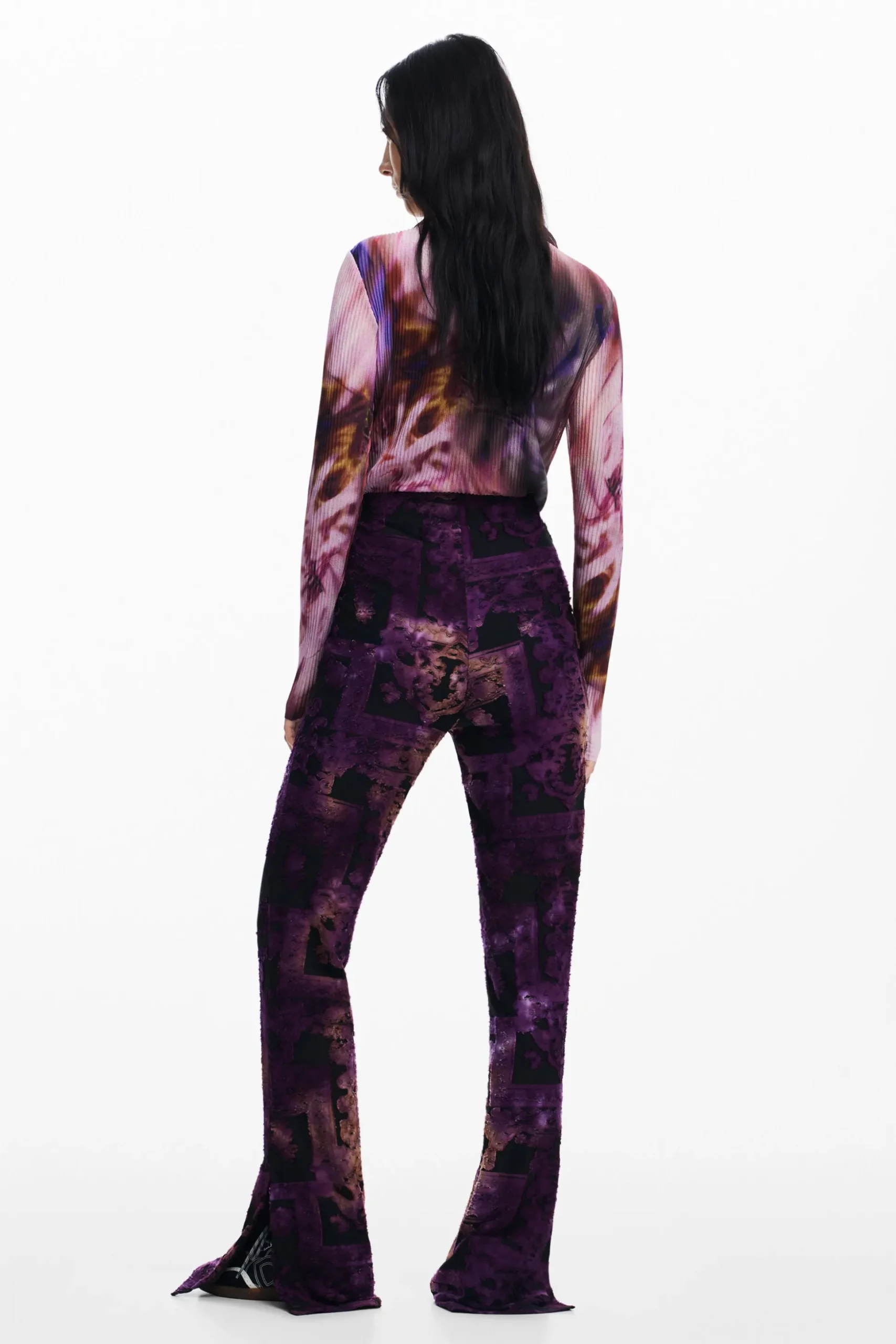 Flared devoré pants