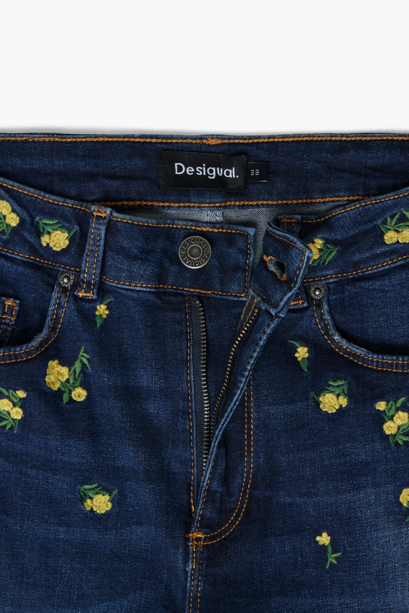 Floral denim pants