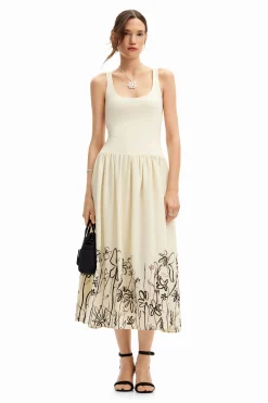 Floral flared midi dress