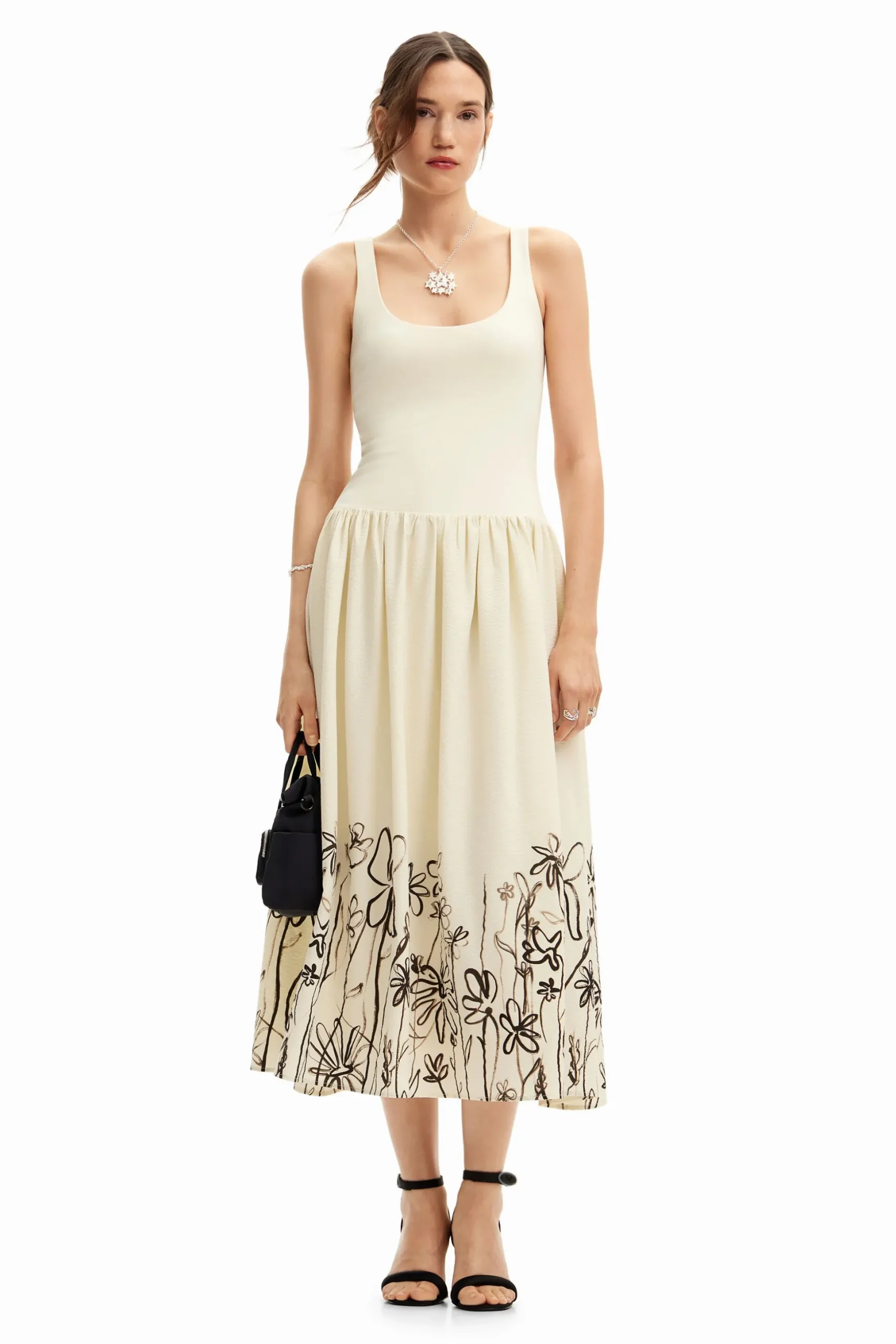 Floral flared midi dress