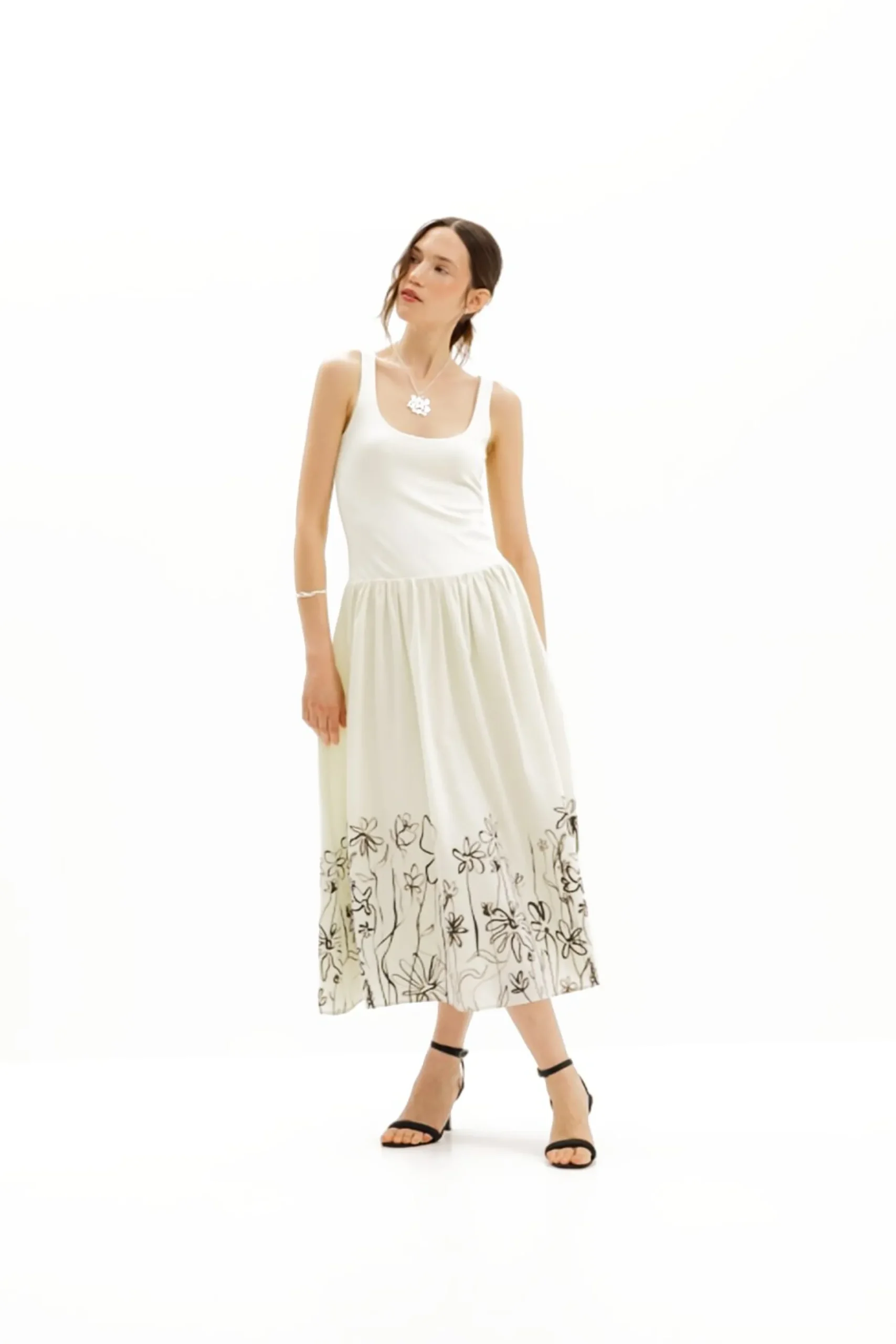 Floral flared midi dress