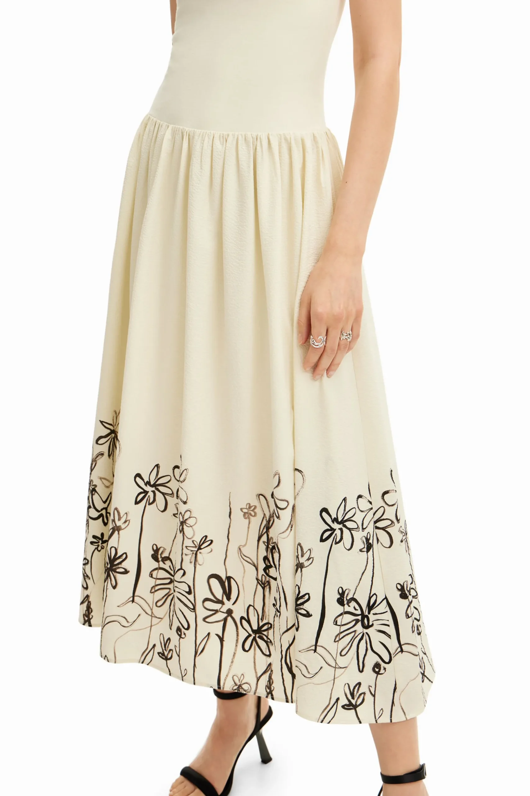 Floral flared midi dress