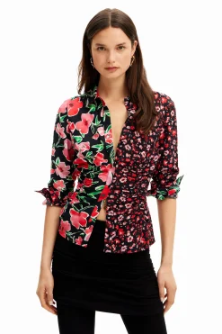 Floral gathered shirt