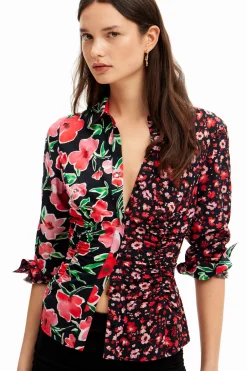 Floral gathered shirt