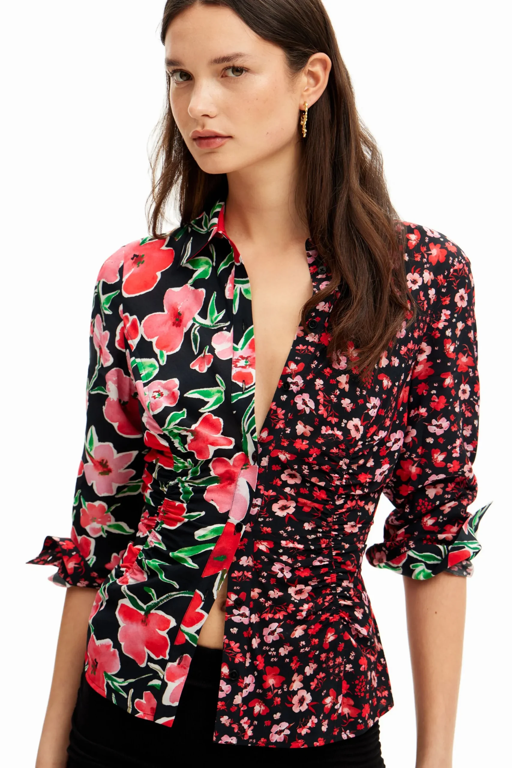 Floral gathered shirt