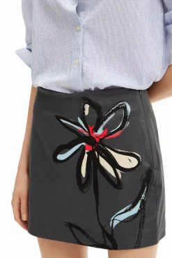 Floral illustration miniskirt