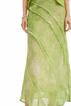 Floral lace midi skirt