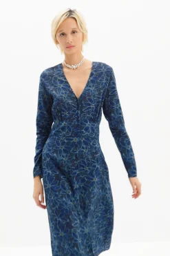 Floral midi shirt dress