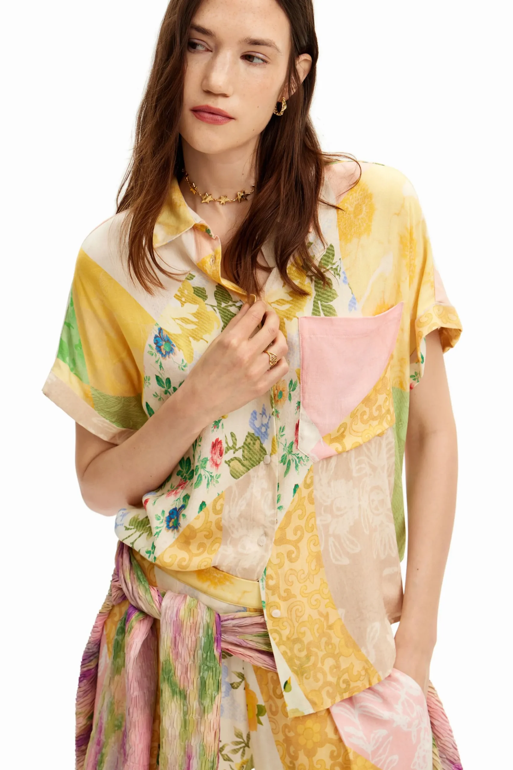 Floral patchwork shirt