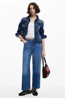 Floral trucker denim jacket