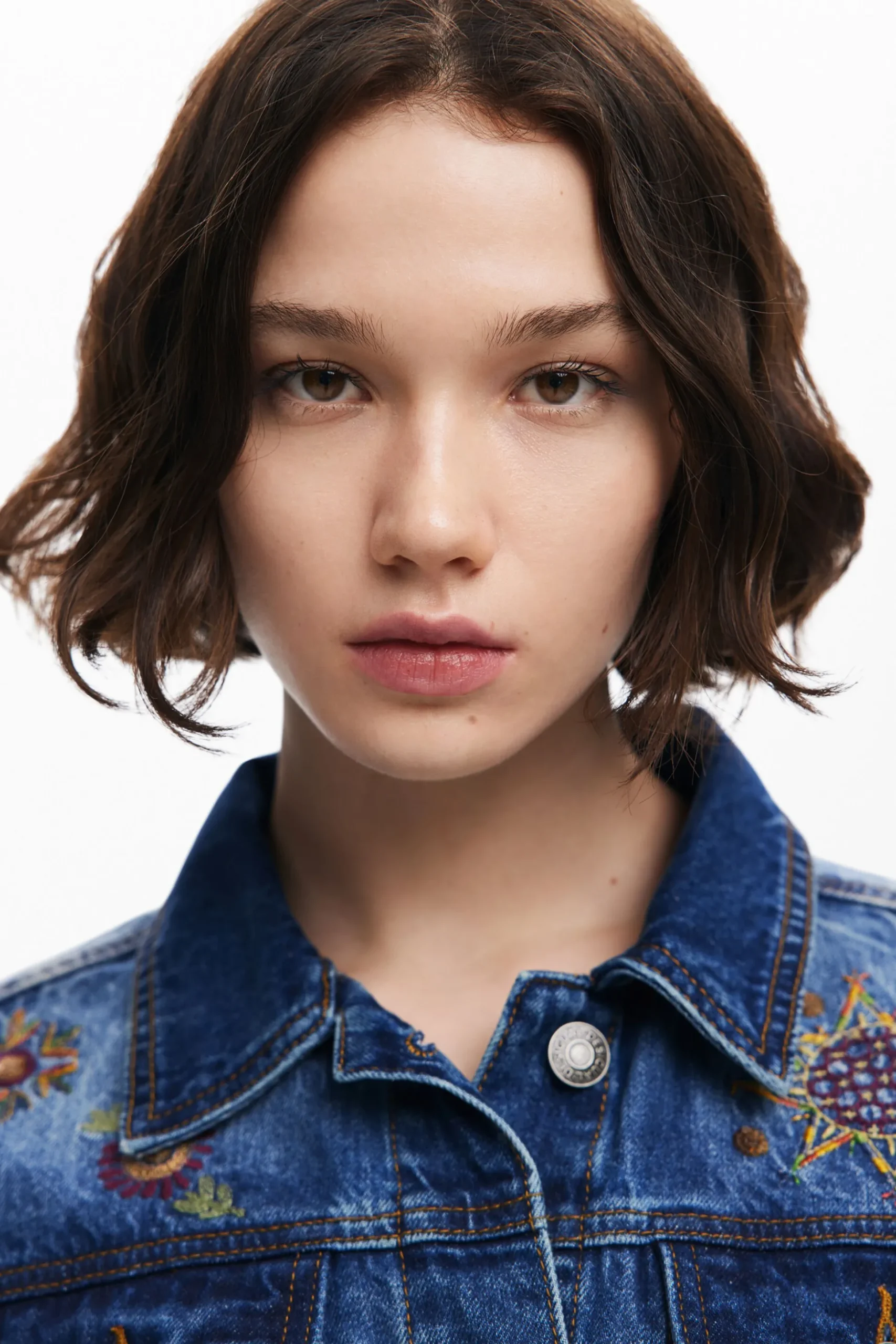 Floral trucker denim jacket