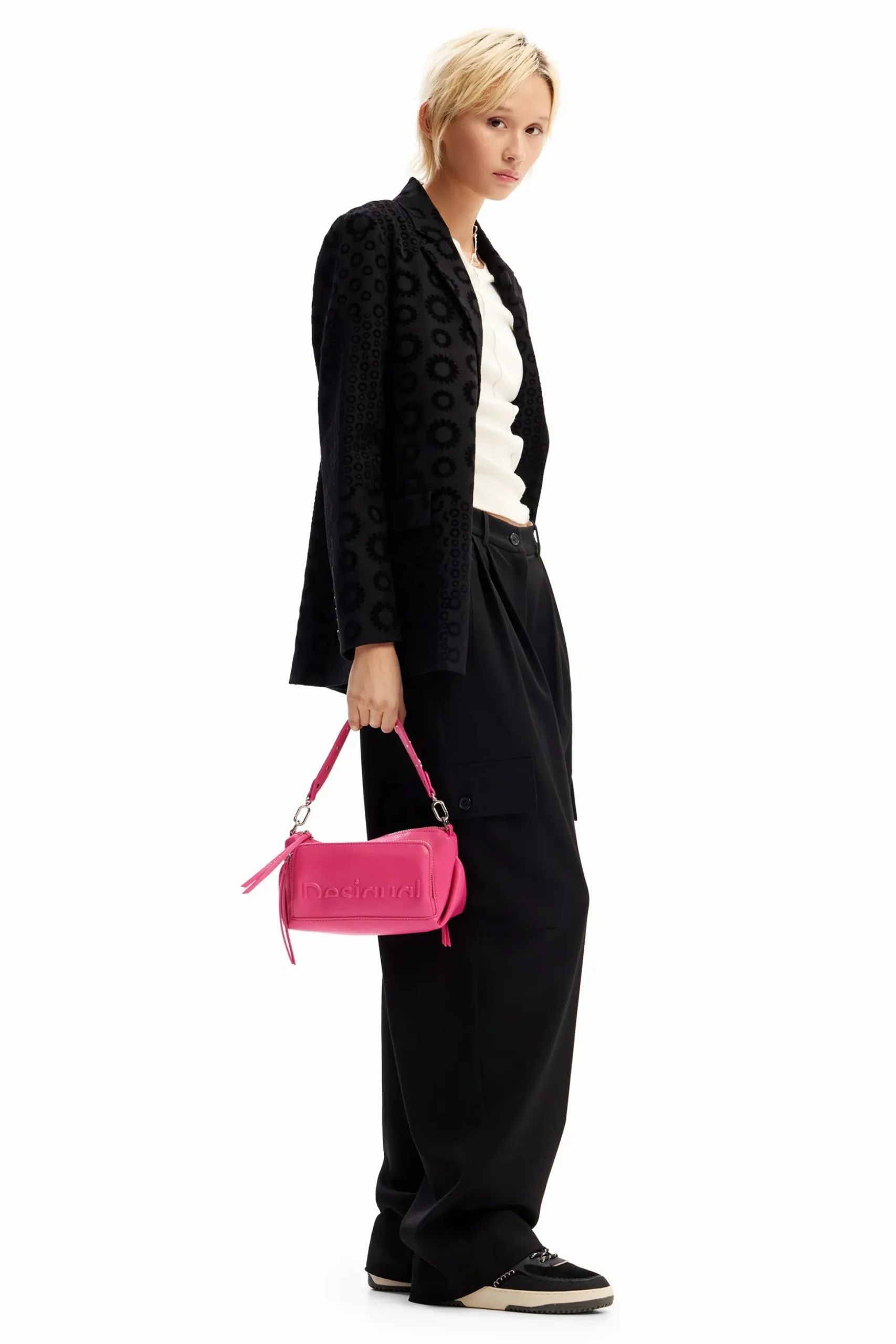 Geometric flocked blazer