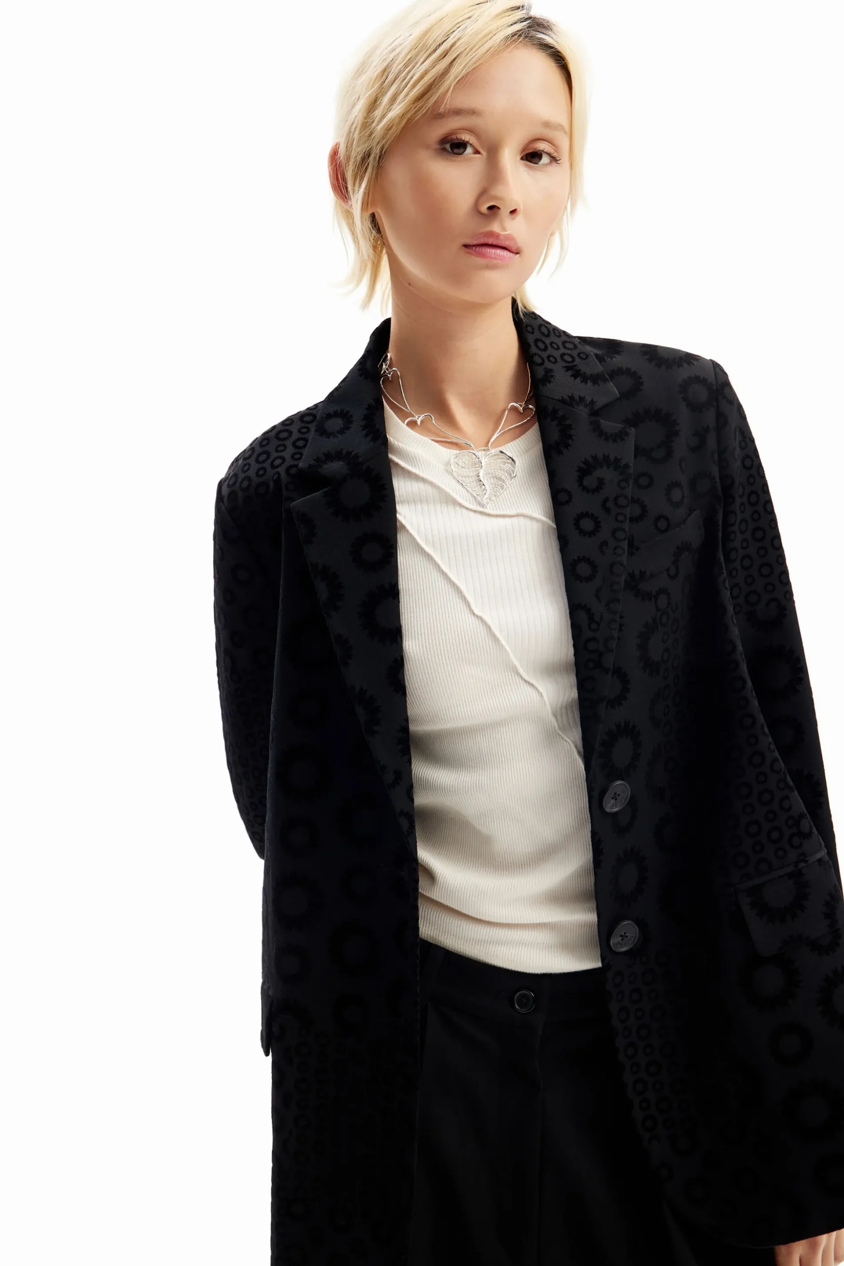 Geometric flocked blazer