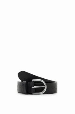 Geometric leather belt