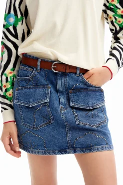 Geometric leather belt