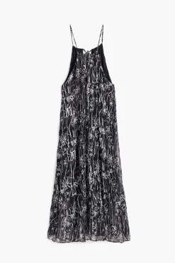 Halter dress with floral illustrations