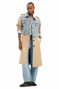 Hybrid denim trench coat