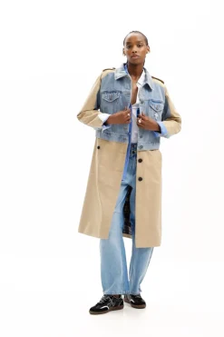 Hybrid denim trench coat