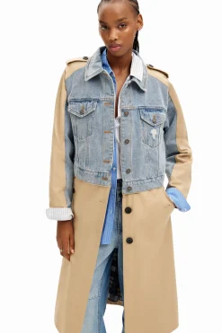 Hybrid denim trench coat