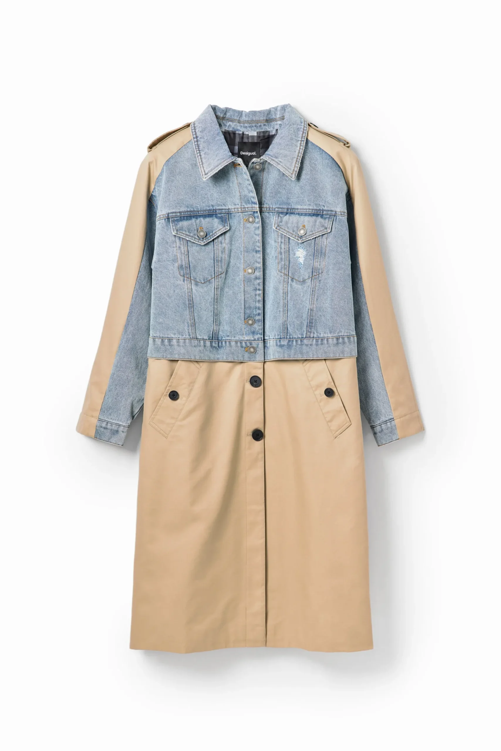 Hybrid denim trench coat