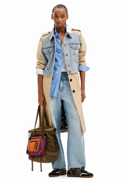 Hybrid denim trench coat