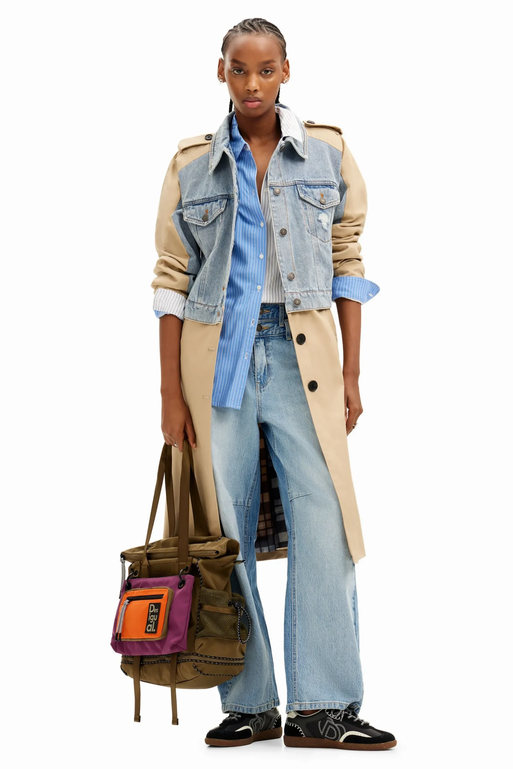 Hybrid denim trench coat
