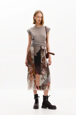 Hybrid floral midi dress