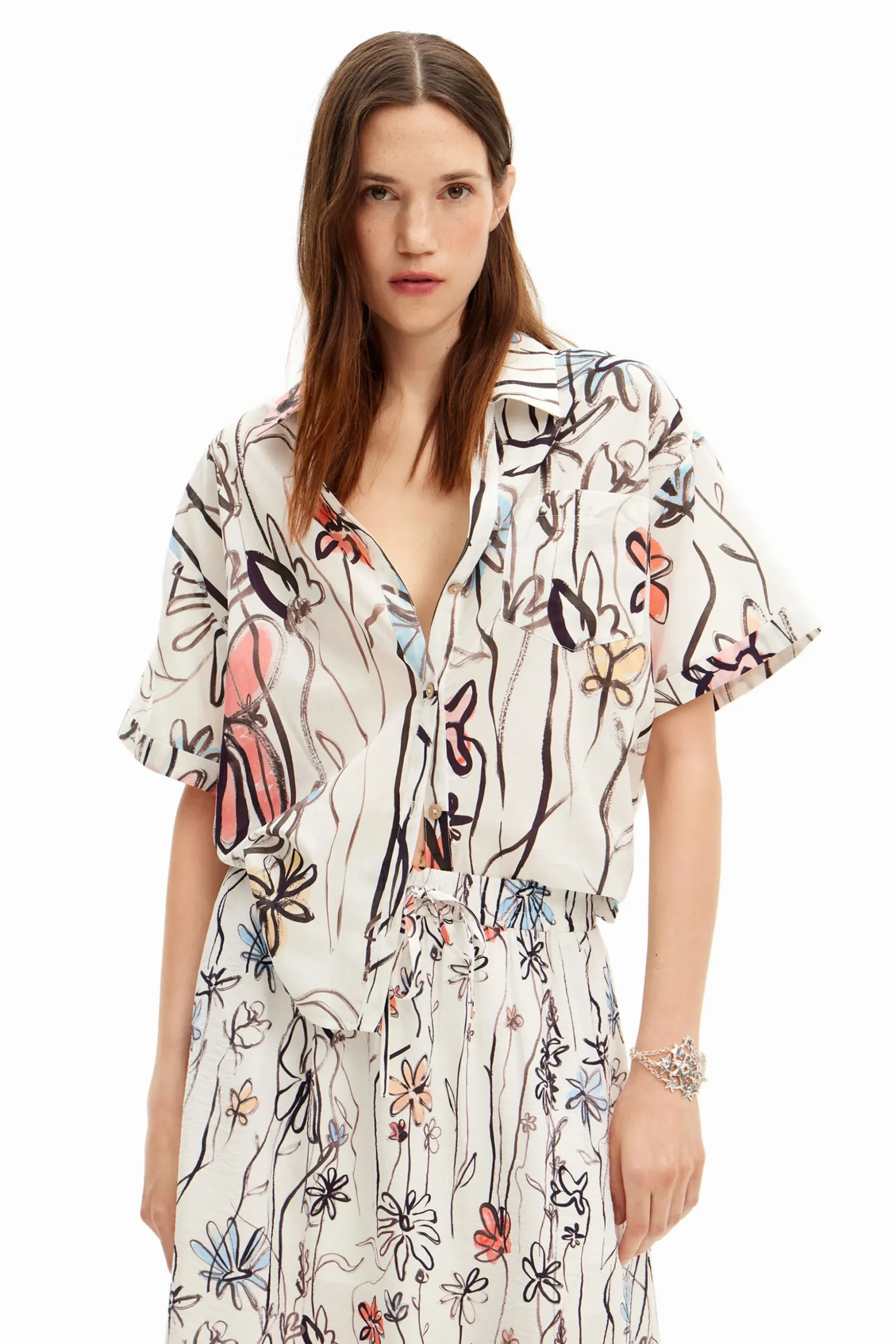 Illustrated floral shirt