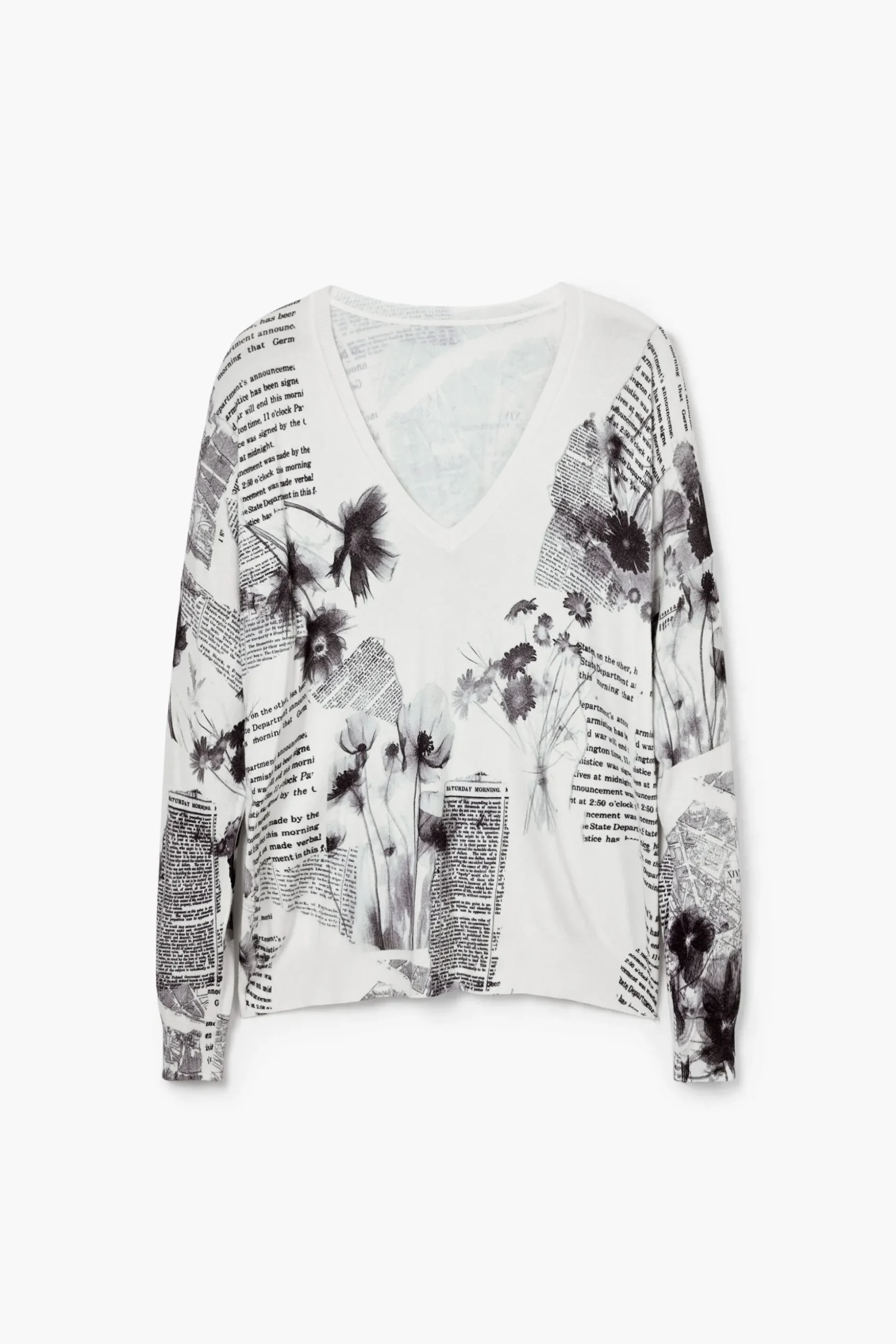 Knitted sweater with text print