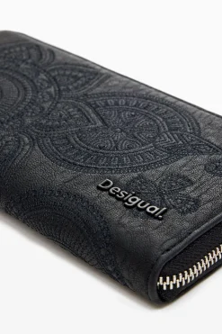 Large wallet with floral embroidery