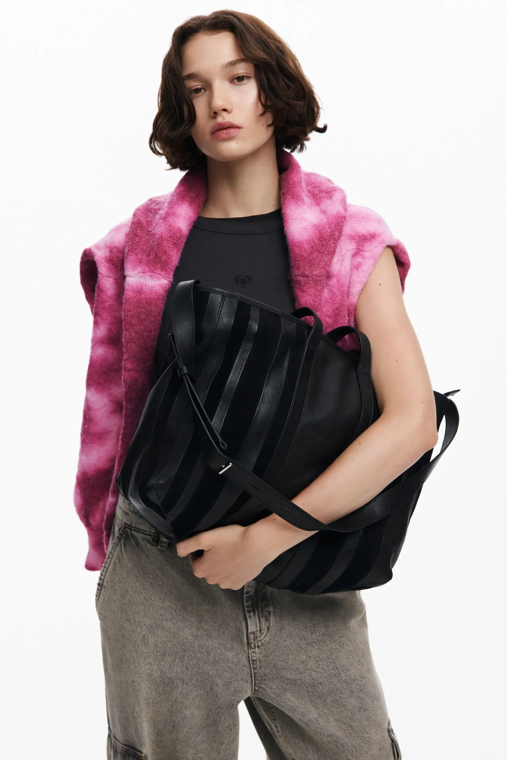 Leather shopper bag