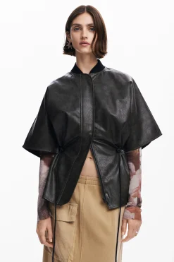 Leather-effect poncho