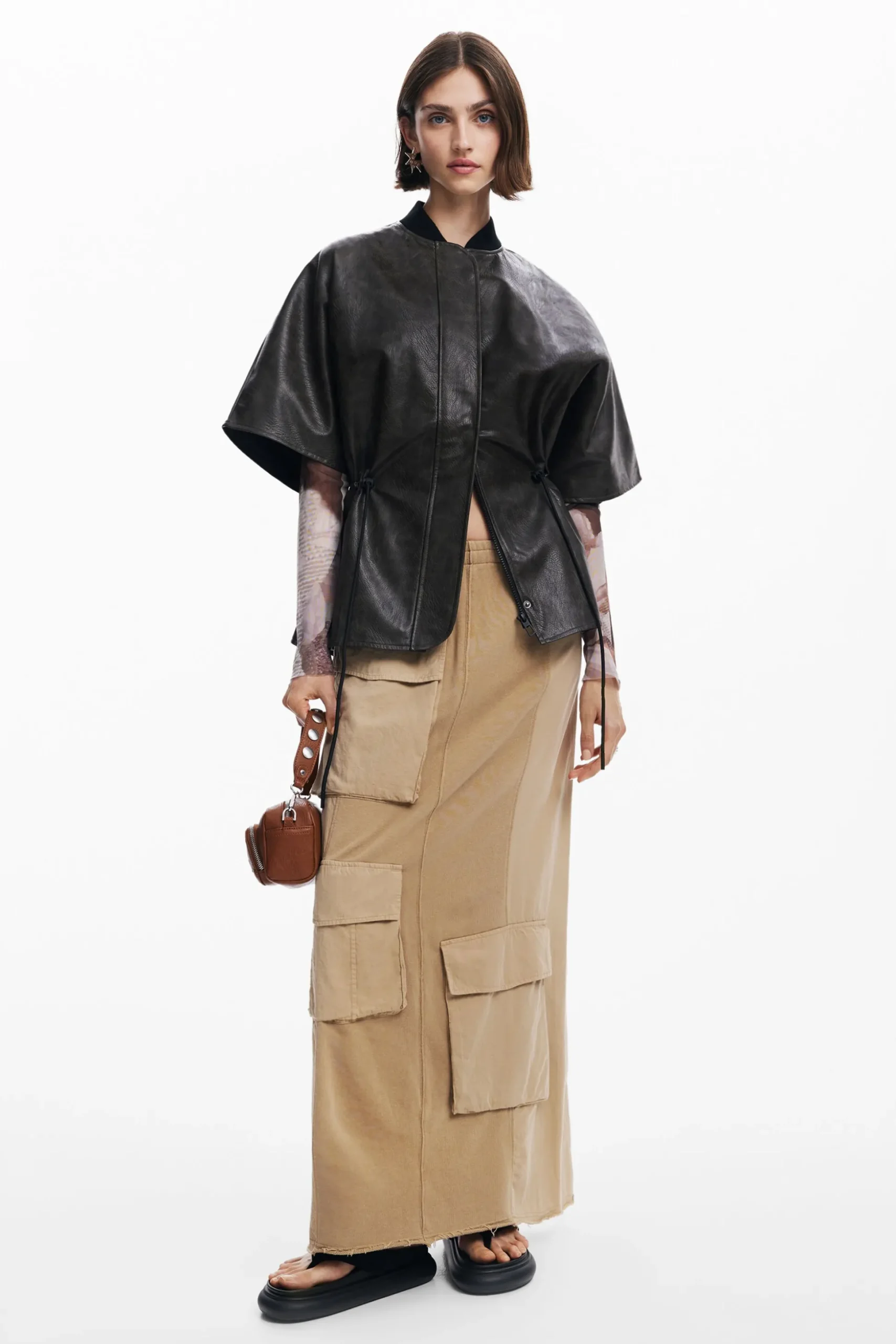 Leather-effect poncho