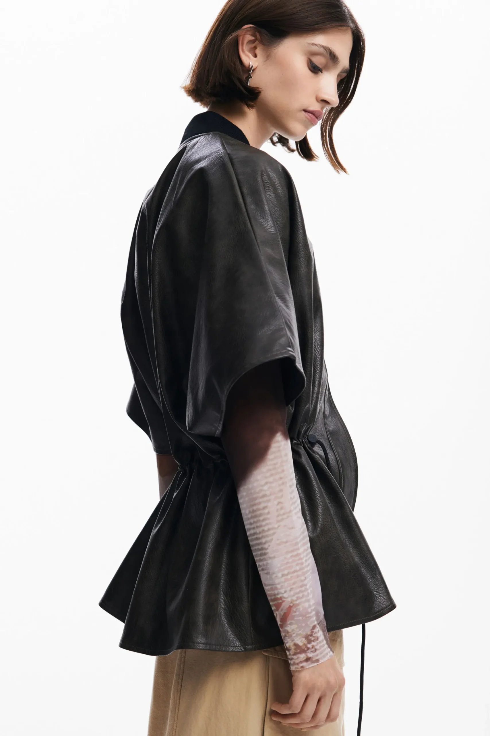 Leather-effect poncho