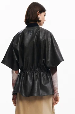 Leather-effect poncho