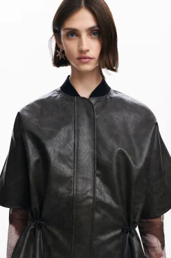 Leather-effect poncho