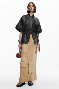 Long cargo knit skirt