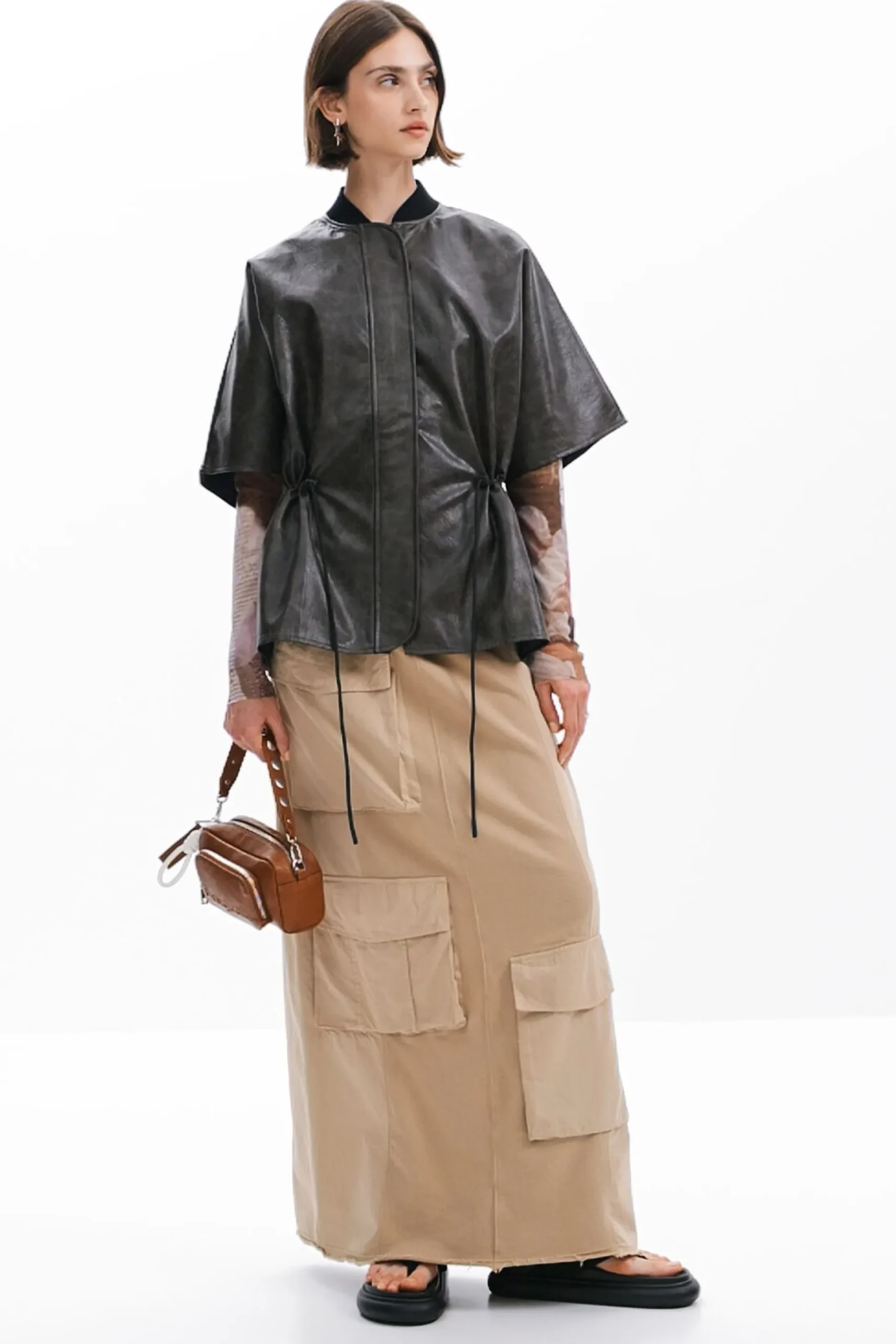 Long cargo knit skirt