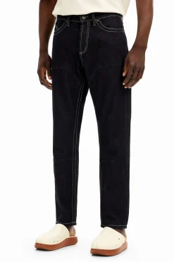 Long denim pants with pockets