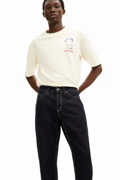 Long denim pants with pockets